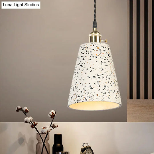 Contemporary Tapered Cement Pendant Ceiling Light For Cafes - 1-Light Hanging Lamp White