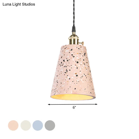 Contemporary Cement Pendant Ceiling Light: Tapered Shade Hanging Light For Cafes