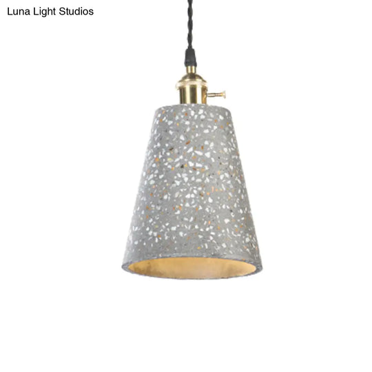 Contemporary Cement Pendant Ceiling Light: Tapered Shade Hanging Light For Cafes