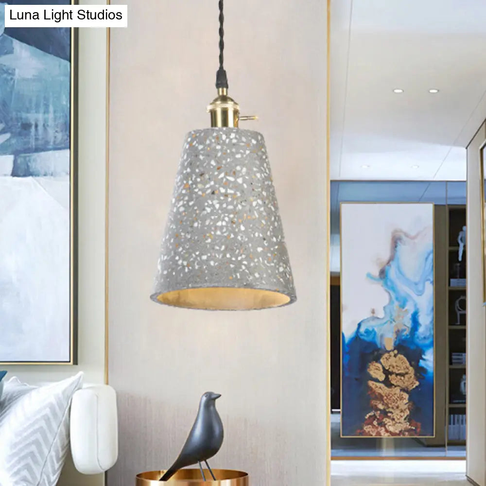 Contemporary Tapered Cement Pendant Ceiling Light For Cafes - 1-Light Hanging Lamp