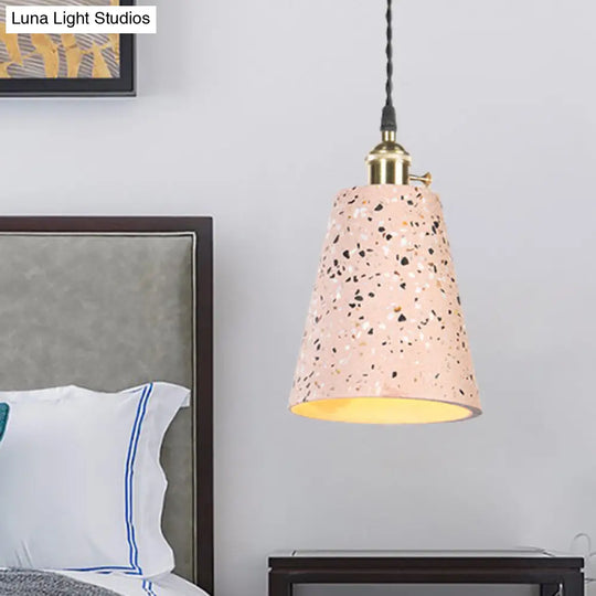 Contemporary Cement Pendant Ceiling Light: Tapered Shade Hanging Light For Cafes