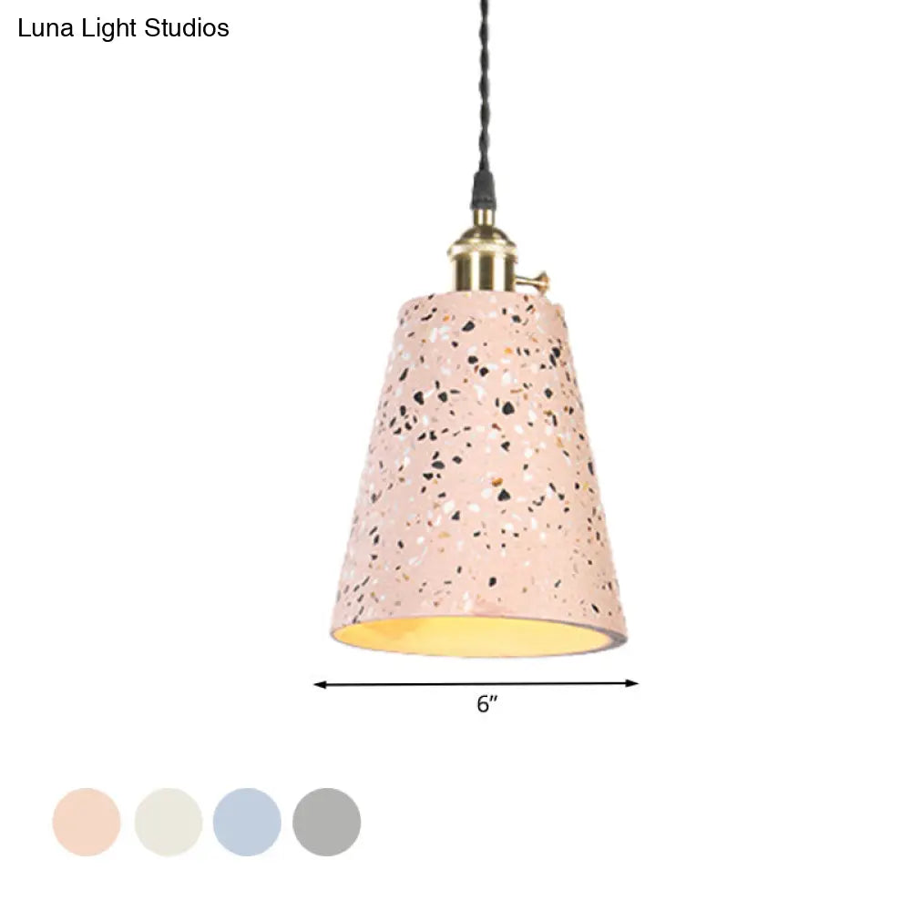 Contemporary Tapered Cement Pendant Ceiling Light For Cafes - 1-Light Hanging Lamp