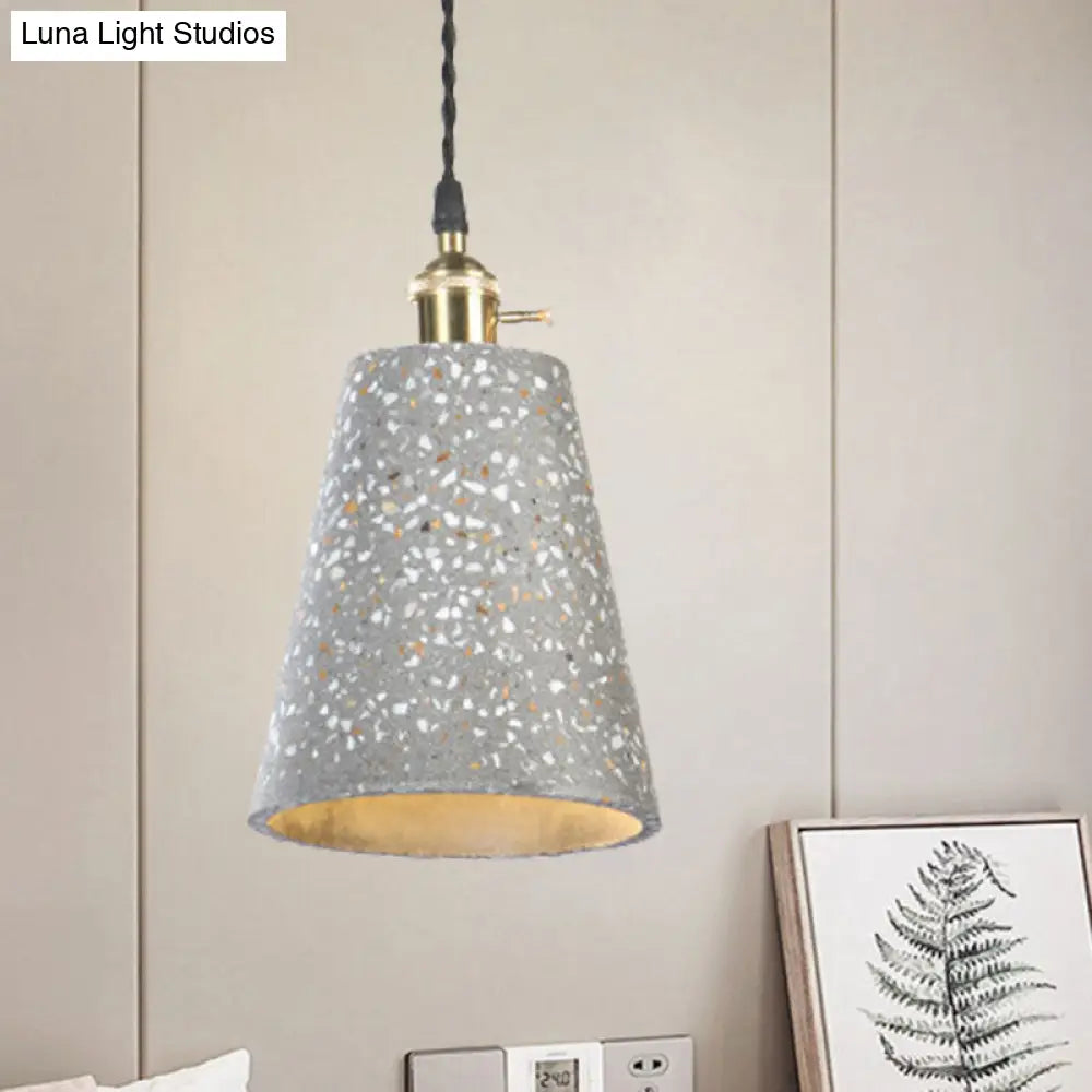 Contemporary Tapered Cement Pendant Ceiling Light For Cafes - 1-Light Hanging Lamp Grey