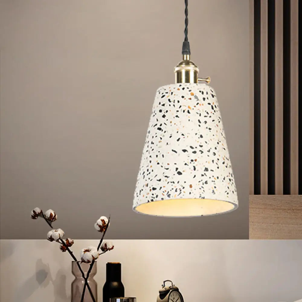 Contemporary Cement Pendant Ceiling Light: Tapered Shade Hanging Light For Cafes White