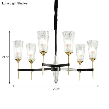 Contemporary Chandelier With Crystal Shade - Elegant Brass Pendant Fixture 6/8/12 Lights