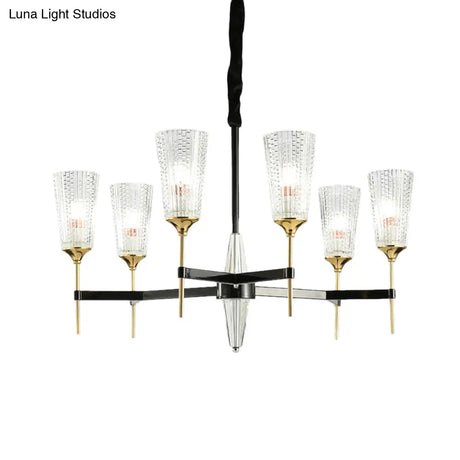 Contemporary Chandelier With Crystal Shade - Elegant Brass Pendant Fixture 6/8/12 Lights
