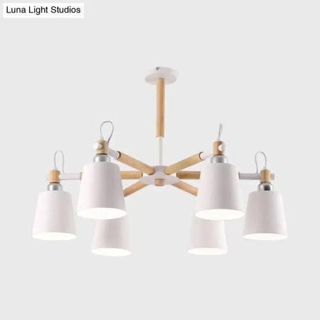 Contemporary Chandelier With Trapezoid Metal Shade - 6 Lights Stylish Hanging Light For Foyers