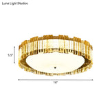 Contemporary Chrome Drum Flushmount Light With K9 Crystal Rectangle Led Fixture