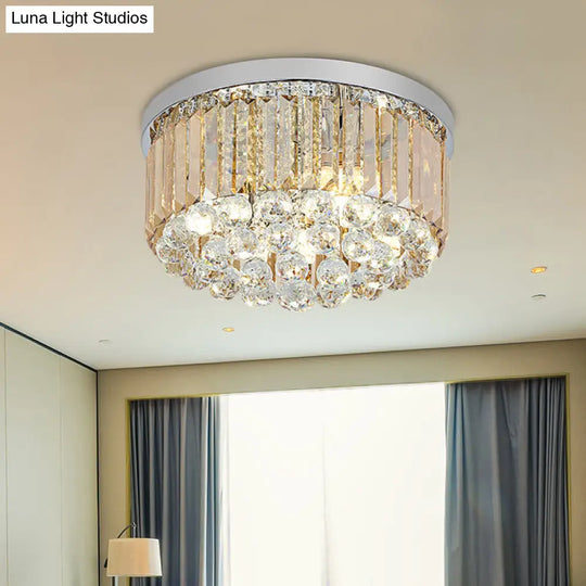 Contemporary Chrome Flush Mount Ceiling Light With Rectangular-Cut Design Available In 2/4/6 Lights