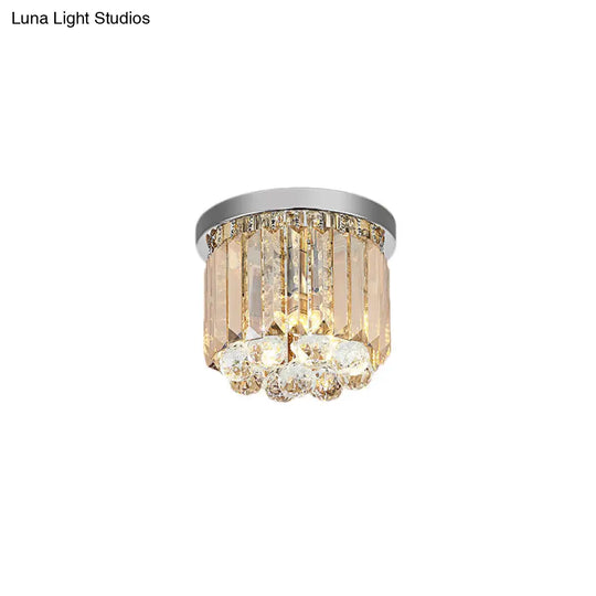 Contemporary Chrome Flush Mount Ceiling Light With Rectangular-Cut Design Available In 2/4/6 Lights