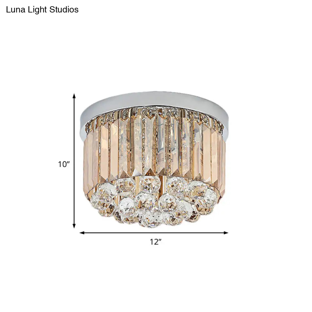 Contemporary Chrome Flush Mount Ceiling Light With Rectangular-Cut Design Available In 2/4/6 Lights