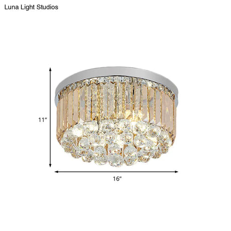Contemporary Chrome Flush Mount Ceiling Light With Rectangular-Cut Design Available In 2/4/6 Lights