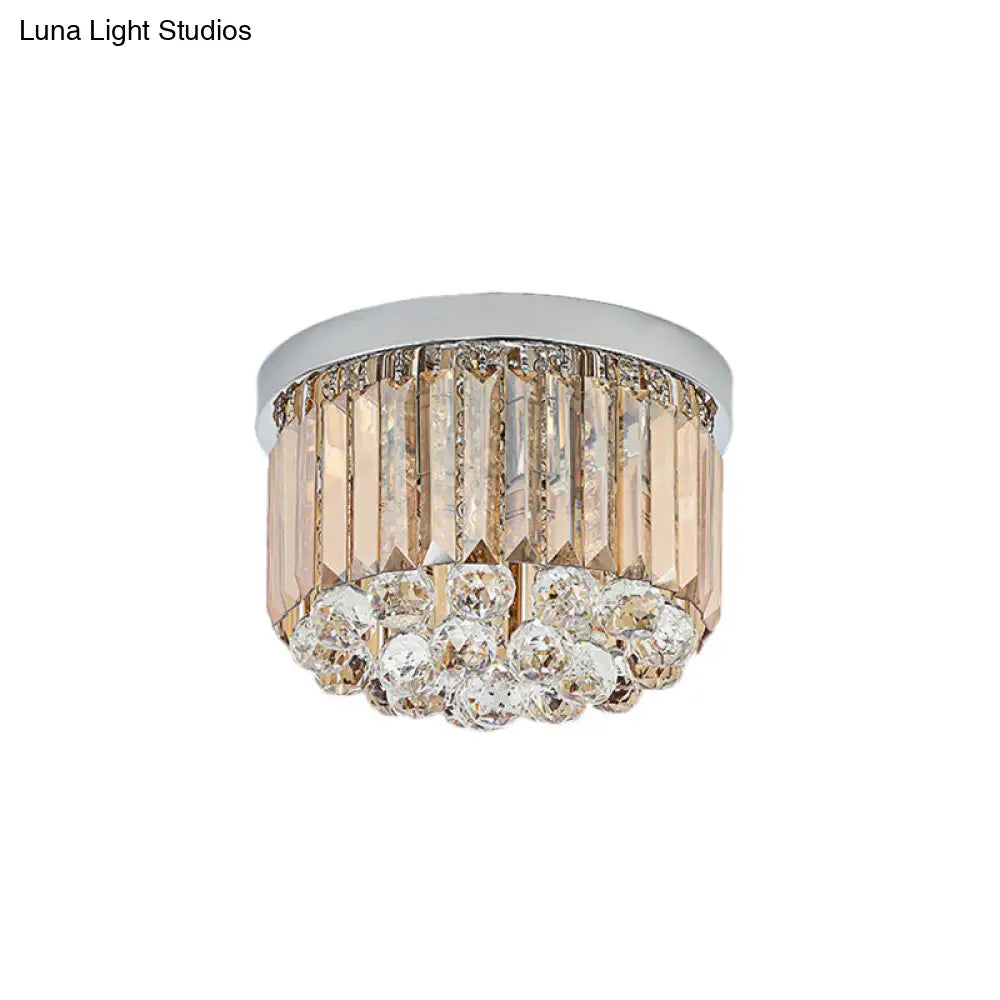 Contemporary Chrome Flush Mount Ceiling Light With Rectangular-Cut Design Available In 2/4/6 Lights
