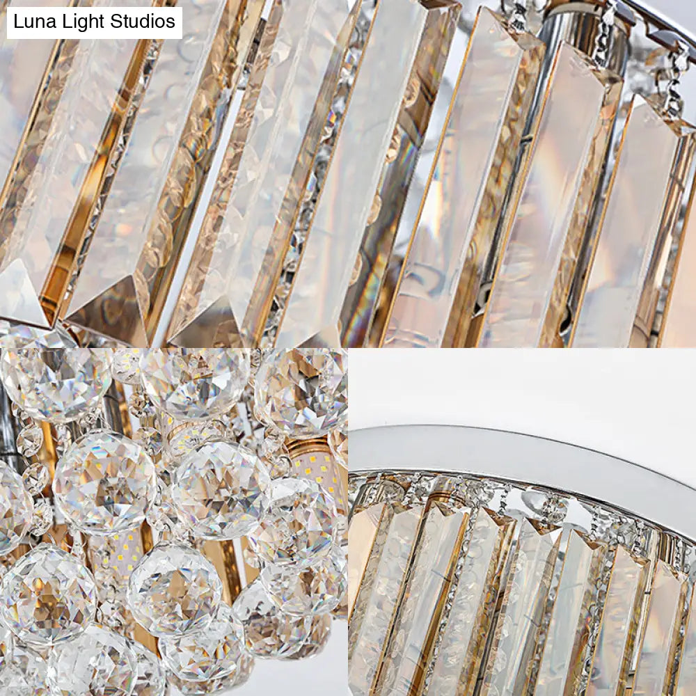 Contemporary Chrome Flush Mount Ceiling Light With Rectangular-Cut Design Available In 2/4/6 Lights