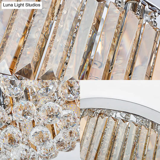 Contemporary Chrome Flush Mount Ceiling Light With Rectangular-Cut Design Available In 2/4/6 Lights