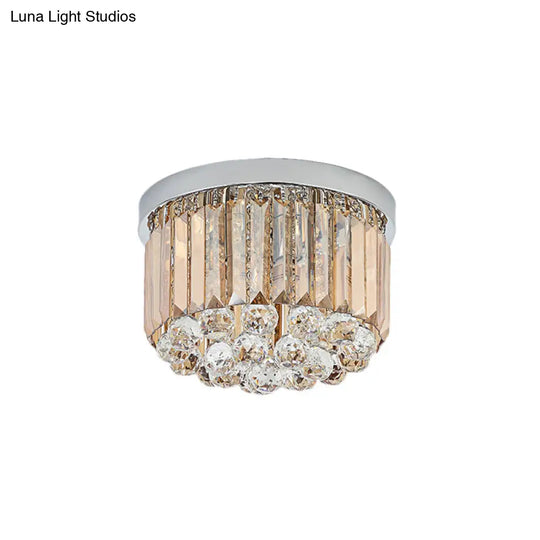 Contemporary Chrome Flush Mount Ceiling Light With Rectangular-Cut Design Available In 2/4/6 Lights