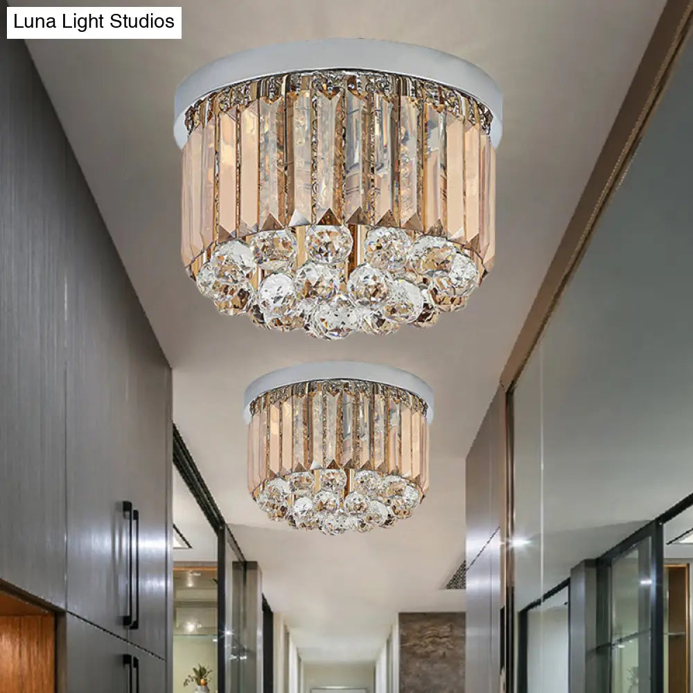 Contemporary Chrome Flush Mount Ceiling Light With Rectangular-Cut Design Available In 2/4/6 Lights