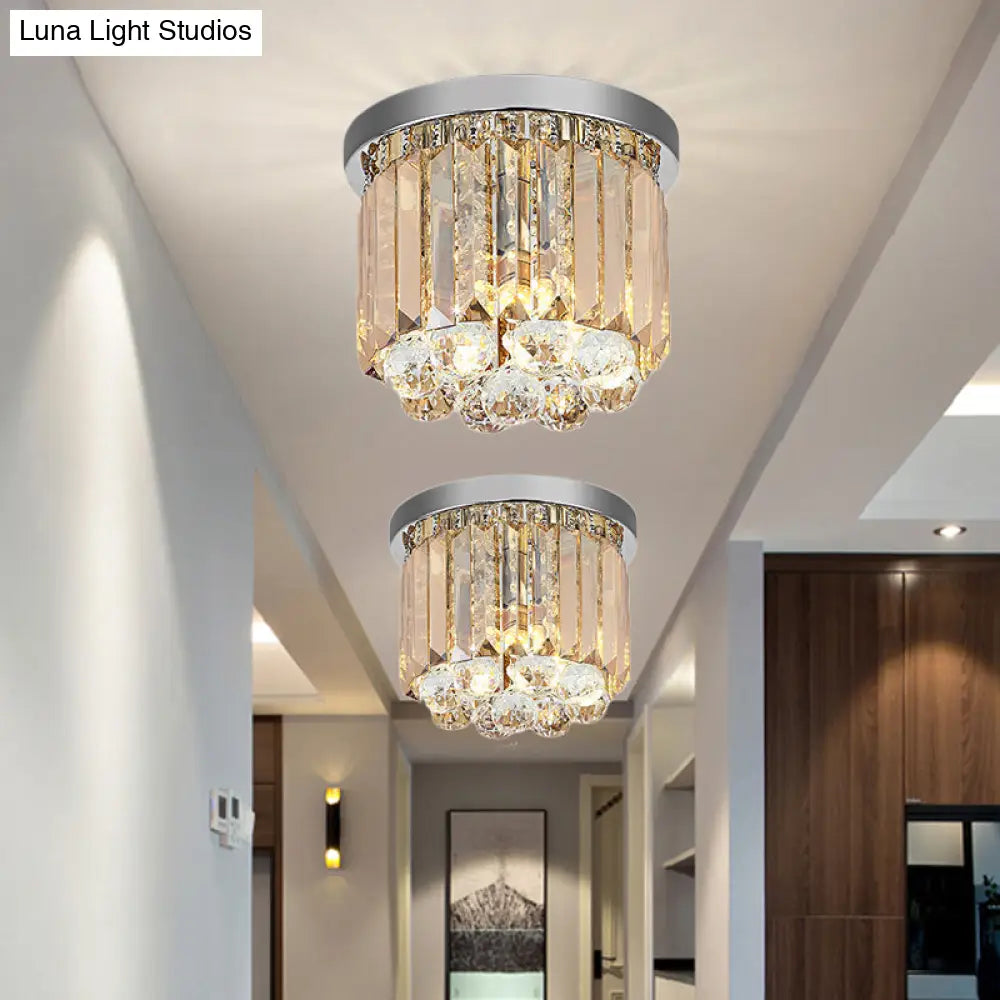 Contemporary Chrome Flush Mount Ceiling Light With Rectangular-Cut Design Available In 2/4/6 Lights