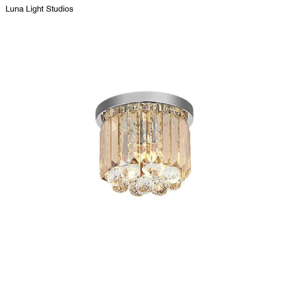 Contemporary Chrome Flush Mount Ceiling Light With Rectangular-Cut Design Available In 2/4/6 Lights