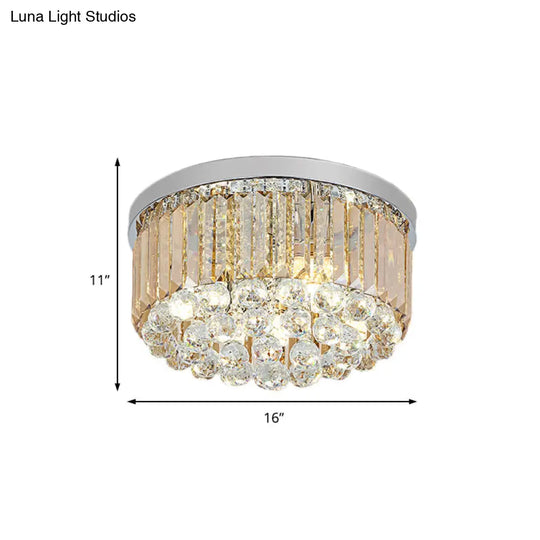Contemporary Chrome Flush Mount Ceiling Light With Rectangular-Cut Design Available In 2/4/6 Lights