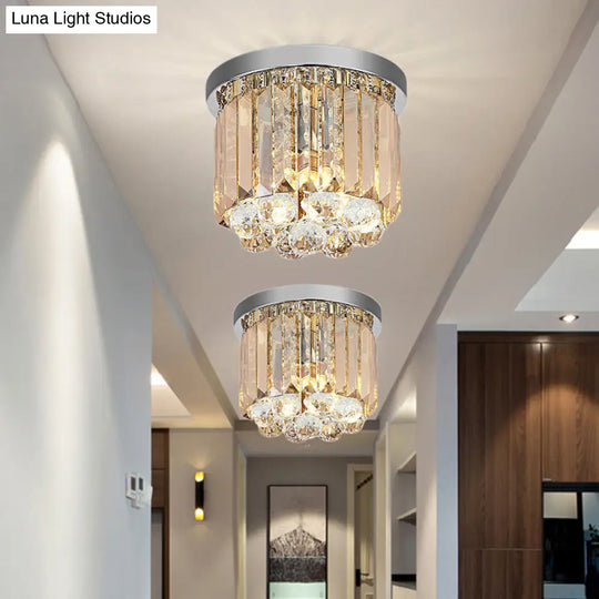 Contemporary Chrome Flush Mount Ceiling Light With Rectangular-Cut Design Available In 2/4/6 Lights