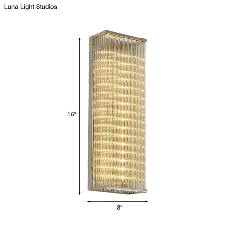 Contemporary Chrome Led Wall Sconce: Clear Glass Bar Mount Light