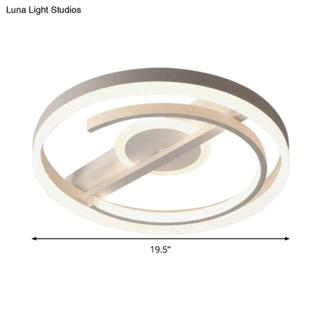 Contemporary Circle Acrylic Ceiling Mounted Led Flush Light - 16’/19.5’ Wide Black/White