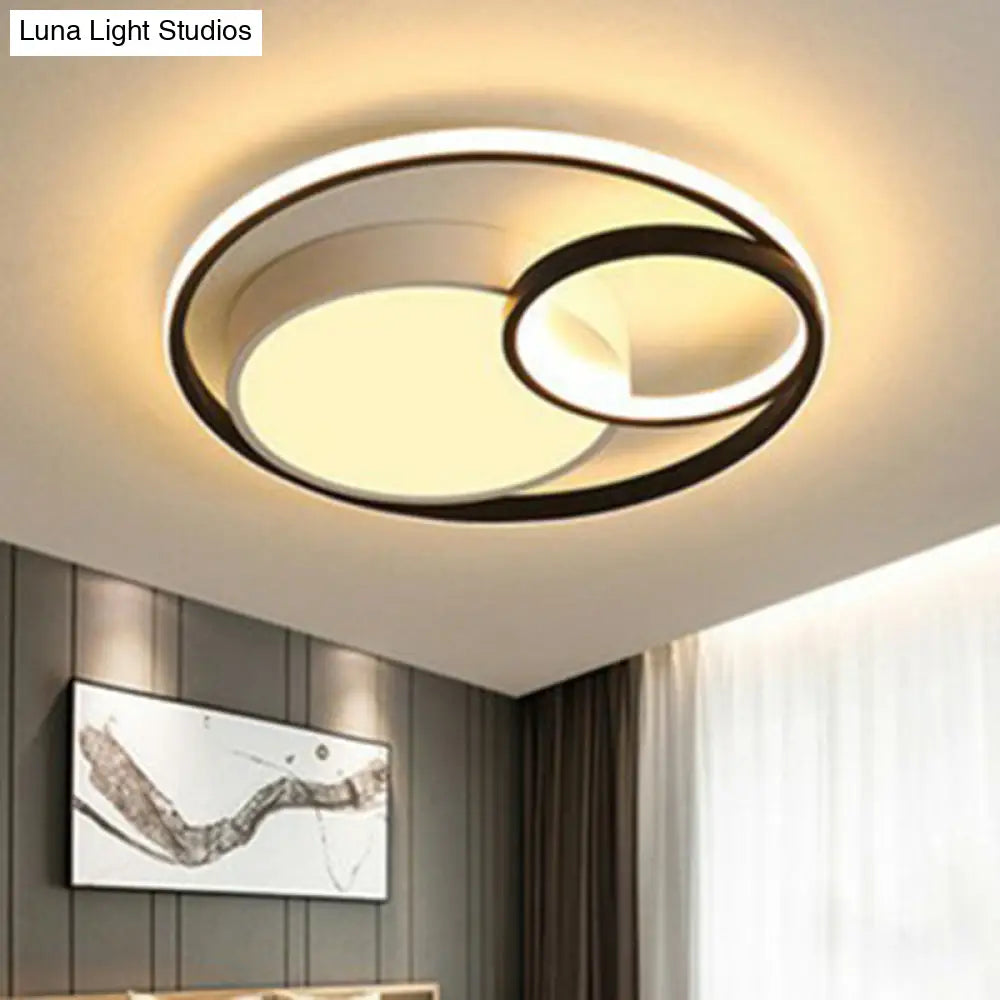 Contemporary Circle Acrylic Led Ceiling Light For Study Room Black / Warm