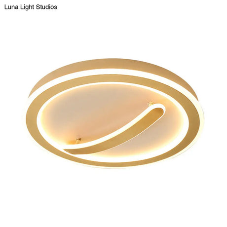 Contemporary Circular Ceiling Mount Light - 18’/20.5’ Wide Acrylic Gold/Black & White Led Flush