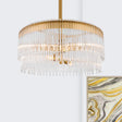 Contemporary Clear Crystal Chandelier: 6-Light Brass Pendant For Living Room
