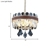 Contemporary Clear Crystal Drum Chandelier Pendant Light - 5 Heads