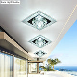 Contemporary Clear Crystal Led Ceiling Light - Pentagonal Porch Flushmount