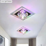 Contemporary Clear Crystal Led Ceiling Light - Pentagonal Porch Flushmount