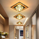 Contemporary Clear Crystal Led Ceiling Light - Pentagonal Porch Flushmount Tan / Warm