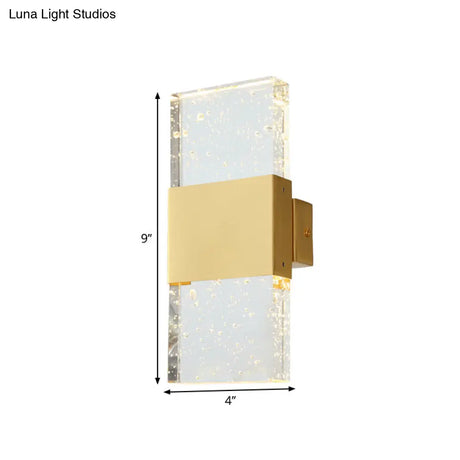 Contemporary Clear Cuboid Led Wall Light For Sleeping Room - Flush Mount Acrylic Bubble Fixture