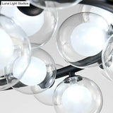 Contemporary Clear Glass Bubble Chandelier Light - Black Finish 2/3 Tiers Metal Ring Hanging Lamp