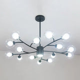 Contemporary Clear Glass Globe Chandelier For Living Room Ceiling 15 / Black