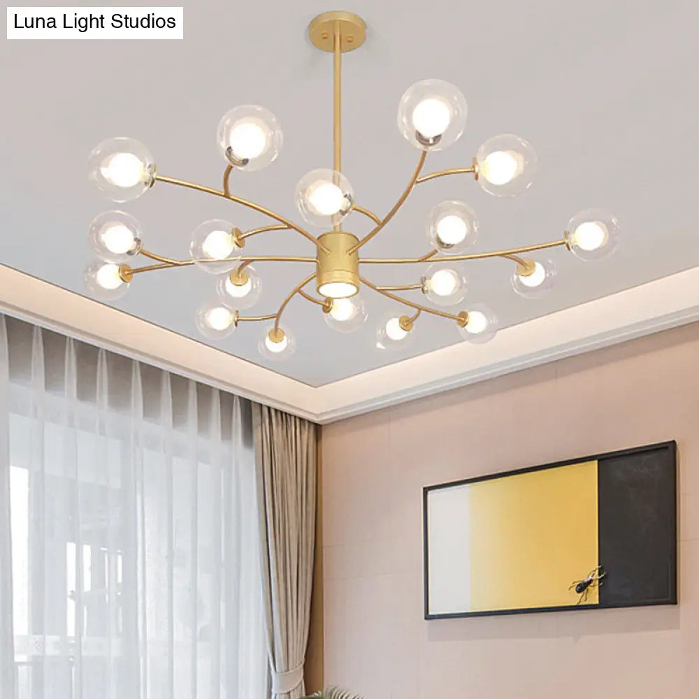 Contemporary Clear Glass Globe Chandelier For Living Room Ceiling