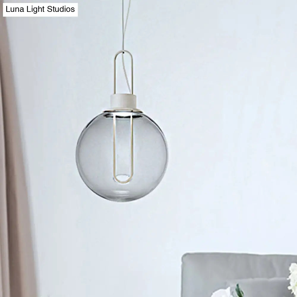 Contemporary Clear Glass Sphere Pendant Light - Elegant 1-Light White/Black Hanging Lamp For