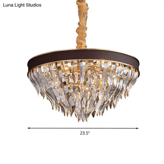 Contemporary Cone-Shaped Crystal Pendant Chandelier - 11 Brown Suspension Lights