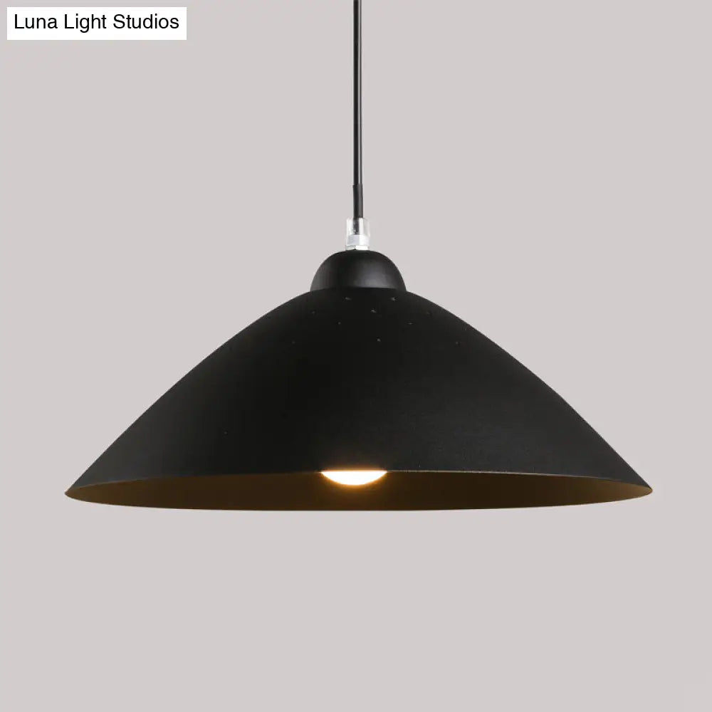 Contemporary Conical Metal Pendant Lamp - 1 Light Black/White Perfect For Dining Room