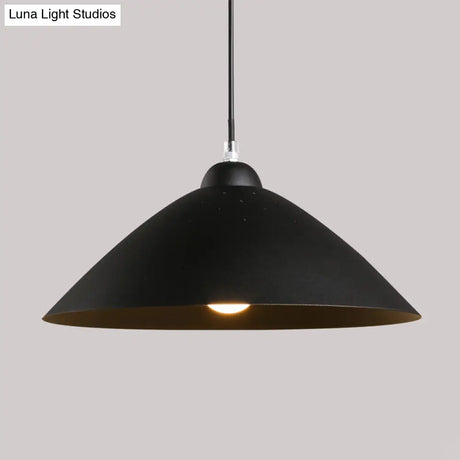 Contemporary Conical Metal Pendant Lamp - 1 Light Black/White Perfect For Dining Room
