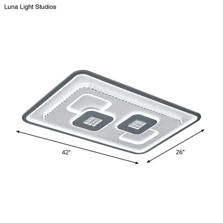 Contemporary Crystal Black & White Flush Mount Led Ceiling Light
