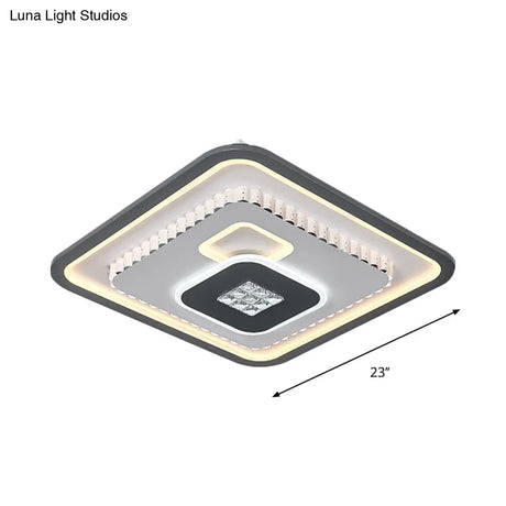 Contemporary Crystal Black & White Flush Mount Led Ceiling Light