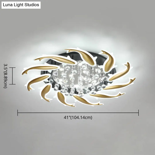 Contemporary Crystal Ceiling Light Fixture Spiral Flush Design For Bedrooms