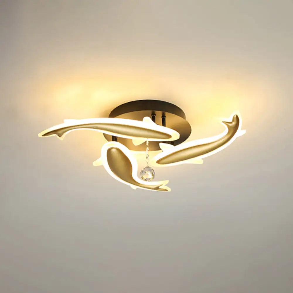 Contemporary Crystal Ceiling Light Fixture Spiral Flush Design For Bedrooms 3 / Brass Warm