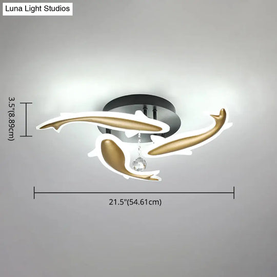 Contemporary Crystal Ceiling Light Fixture Spiral Flush Design For Bedrooms