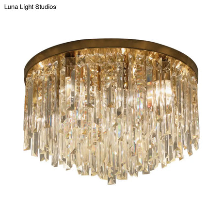 Contemporary Crystal Draping Flush Ceiling Light With Chrome/Gold Finish - 6 Heads Ideal For Bedroom
