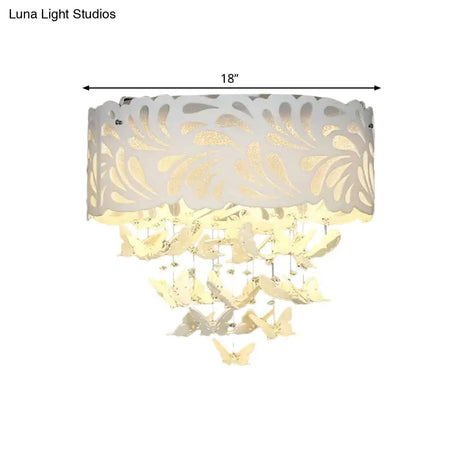 Contemporary Crystal Drop Led Flush Light - White 8/12 Heads 18’/23.5’/12.5’ Wide