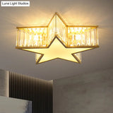 Contemporary Crystal Flush Mount Ceiling Light Fixture - Pentagram Design
